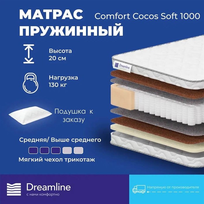 Матрас "Comfort Cocos Soft 1000" - фото 142125